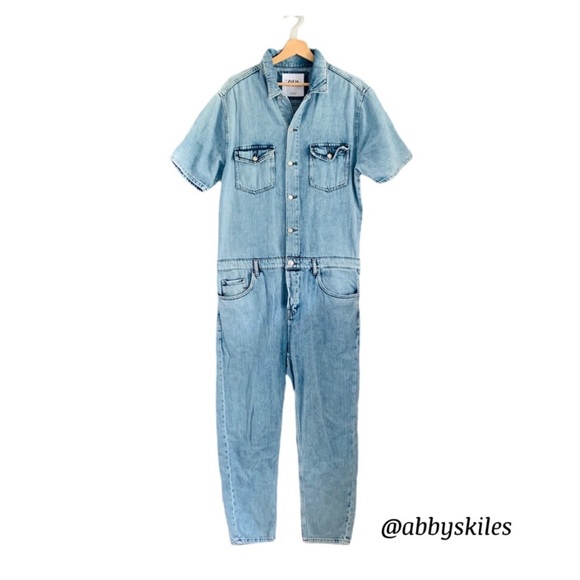 Zara Light Blue Denim Jumpsuit - Picture 3 of 14